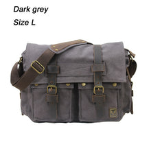 Load image into Gallery viewer, 2020 Fashion Vintage Leather Canvas Men&#39;s Messenger Bag Cotton Canvas Crossbody Bag Men Shoulder Bag Sling Casual Bag
