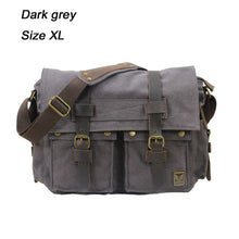 Load image into Gallery viewer, 2020 Fashion Vintage Leather Canvas Men&#39;s Messenger Bag Cotton Canvas Crossbody Bag Men Shoulder Bag Sling Casual Bag
