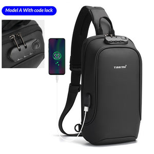 Tigernu New Men Bag USB Charging Chest Bag RFID High Quality Splashproof Chest Bag Outdoor Male Bags 9.7inch Ipad Messenger Bags