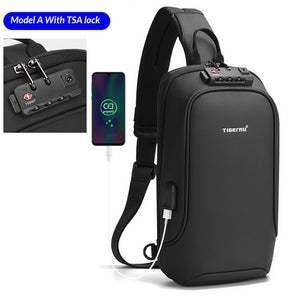 Tigernu New Men Bag USB Charging Chest Bag RFID High Quality Splashproof Chest Bag Outdoor Male Bags 9.7inch Ipad Messenger Bags