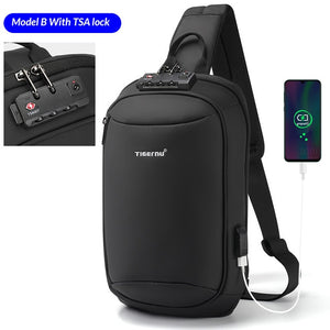 Tigernu New Men Bag USB Charging Chest Bag RFID High Quality Splashproof Chest Bag Outdoor Male Bags 9.7inch Ipad Messenger Bags
