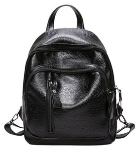 New Women's Backpack PU Leather Travel Shoulder Bag Shoulder Bag Girl Multifunctional Small School Backpack For Women Black