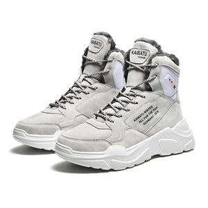 Winter New Keep Warm Men Sneakers Latest High Top Running Shoes Leather Men Lightweight Gym Running Shoes Tourism Walking Shoes
