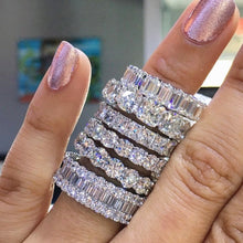 Load image into Gallery viewer, Handmade Eternity Promise Crystal Ring AAA Cz Zircon Engagement Wedding Band Rings for Women Men Finger Party Jewelry CRL1141
