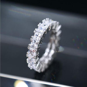Handmade Eternity Promise Crystal Ring AAA Cz Zircon Engagement Wedding Band Rings for Women Men Finger Party Jewelry CRL1141