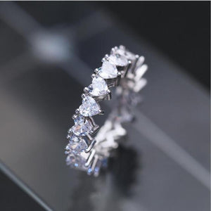 Handmade Eternity Promise Crystal Ring AAA Cz Zircon Engagement Wedding Band Rings for Women Men Finger Party Jewelry CRL1141