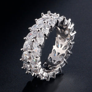 Handmade Eternity Promise Crystal Ring AAA Cz Zircon Engagement Wedding Band Rings for Women Men Finger Party Jewelry CRL1141