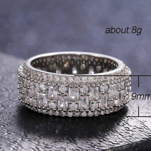 Handmade Eternity Promise Crystal Ring AAA Cz Zircon Engagement Wedding Band Rings for Women Men Finger Party Jewelry CRL1141