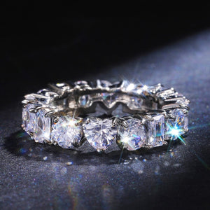 Handmade Eternity Promise Crystal Ring AAA Cz Zircon Engagement Wedding Band Rings for Women Men Finger Party Jewelry CRL1141