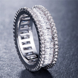 Handmade Eternity Promise Crystal Ring AAA Cz Zircon Engagement Wedding Band Rings for Women Men Finger Party Jewelry CRL1141