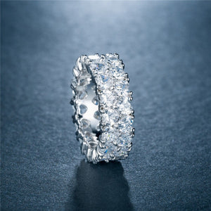 Handmade Eternity Promise Crystal Ring AAA Cz Zircon Engagement Wedding Band Rings for Women Men Finger Party Jewelry CRL1141