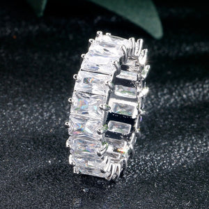 Handmade Eternity Promise Crystal Ring AAA Cz Zircon Engagement Wedding Band Rings for Women Men Finger Party Jewelry CRL1141