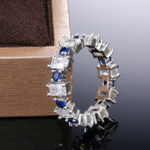 Handmade Eternity Promise Crystal Ring AAA Cz Zircon Engagement Wedding Band Rings for Women Men Finger Party Jewelry CRL1141