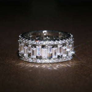 Handmade Eternity Promise Crystal Ring AAA Cz Zircon Engagement Wedding Band Rings for Women Men Finger Party Jewelry CRL1141