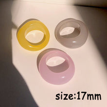 Load image into Gallery viewer, HUANZHI 2021 New Transparent Resin Acrylic Rhinestone Colourful Geometric Square Round Rings Set for Women Jewelry Party Gifts
