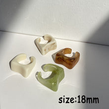 Load image into Gallery viewer, HUANZHI 2021 New Transparent Resin Acrylic Rhinestone Colourful Geometric Square Round Rings Set for Women Jewelry Party Gifts
