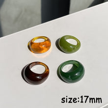 Load image into Gallery viewer, HUANZHI 2021 New Transparent Resin Acrylic Rhinestone Colourful Geometric Square Round Rings Set for Women Jewelry Party Gifts
