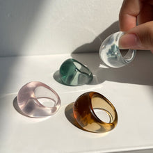Load image into Gallery viewer, HUANZHI 2021 New Transparent Resin Acrylic Rhinestone Colourful Geometric Square Round Rings Set for Women Jewelry Party Gifts
