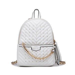 European and American style backpack ladies fashion all-match Lingge travel storage bag PU backpack