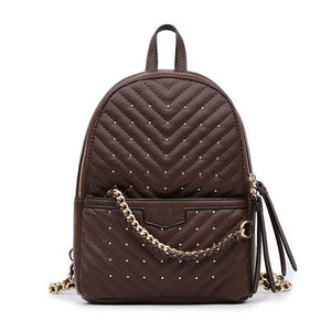 European and American style backpack ladies fashion all-match Lingge travel storage bag PU backpack