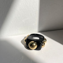 Load image into Gallery viewer, HUANGZHI 2021 New Golden Bead Transparent Resin Acrylic Square Rings For Women Friends Couple Jewelry Trendy Travel
