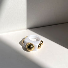 Load image into Gallery viewer, HUANGZHI 2021 New Golden Bead Transparent Resin Acrylic Square Rings For Women Friends Couple Jewelry Trendy Travel
