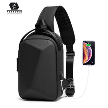 Load image into Gallery viewer, Fenruien Men&#39;s Bag Shoulder Bag Multifunction Anti-theft Waterproof Male Crossbody Bag Casual Short Trip Chest Pack USB Charging
