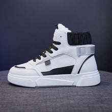 Load image into Gallery viewer, High Top Sneakers Women Round Toe Mix-ed Color Lace-up New Design Chunky Low Heel All-match Light Latest Women Leisure Shoes
