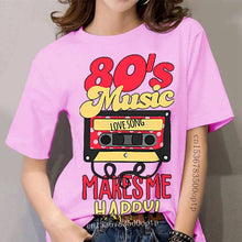 Load image into Gallery viewer, Customize Latest 80s Music makes me happy t-shirt boy girl Clothes Trend women&#39;s t-shirts round Neck Short-Sleeve trendy
