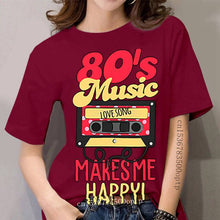 Load image into Gallery viewer, Customize Latest 80s Music makes me happy t-shirt boy girl Clothes Trend women&#39;s t-shirts round Neck Short-Sleeve trendy
