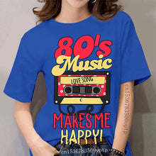 Load image into Gallery viewer, Customize Latest 80s Music makes me happy t-shirt boy girl Clothes Trend women&#39;s t-shirts round Neck Short-Sleeve trendy
